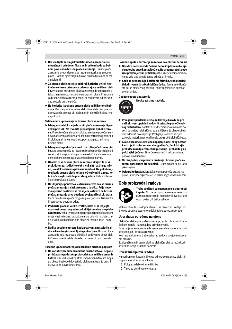 Opis proizvoda i radova | Bosch GWS 14-125 Inox Professional User Manual | Page 218 / 270