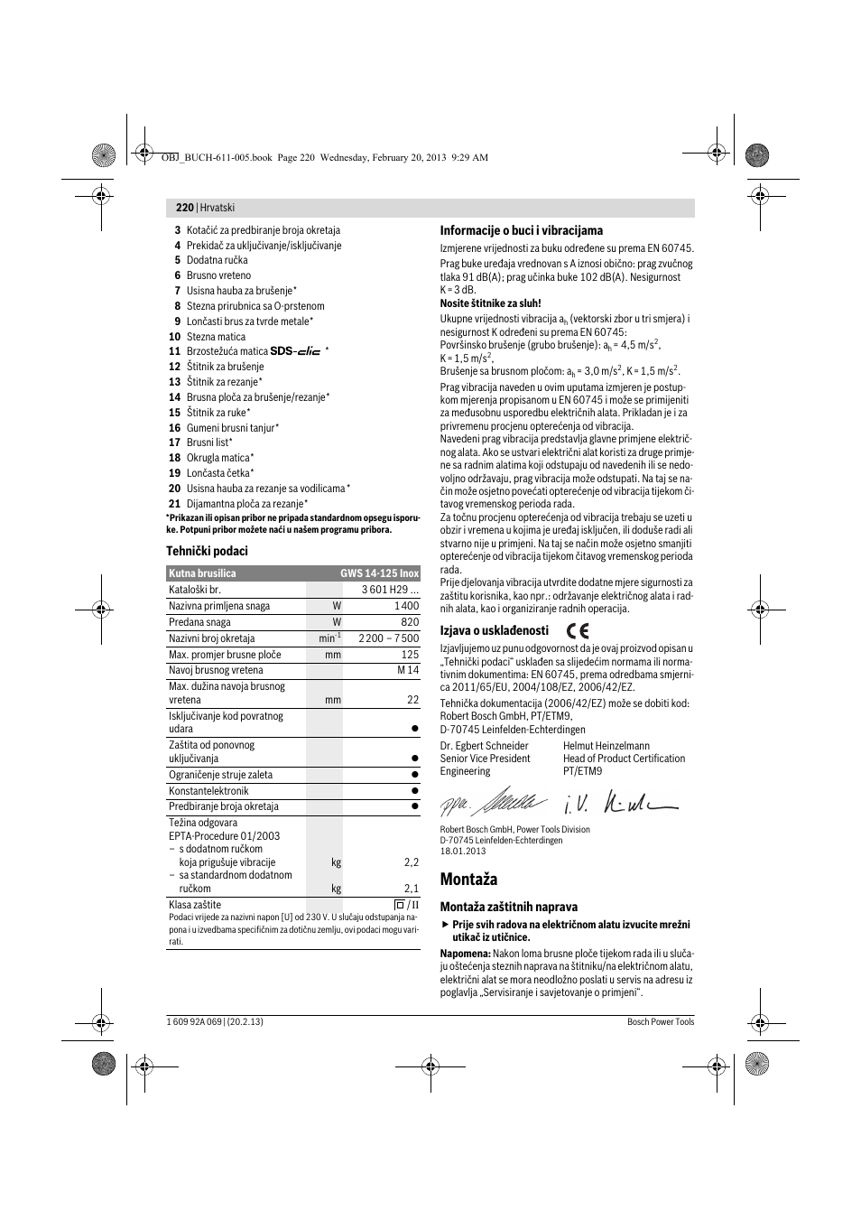 Montaža | Bosch GWS 14-125 Inox Professional User Manual | Page 219 / 270
