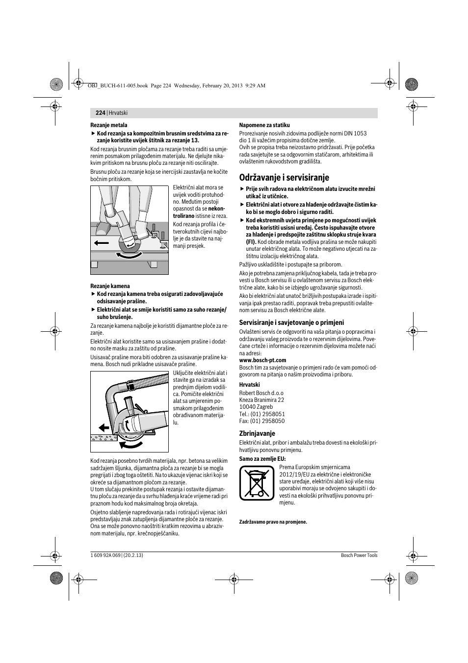 Održavanje i servisiranje | Bosch GWS 14-125 Inox Professional User Manual | Page 223 / 270