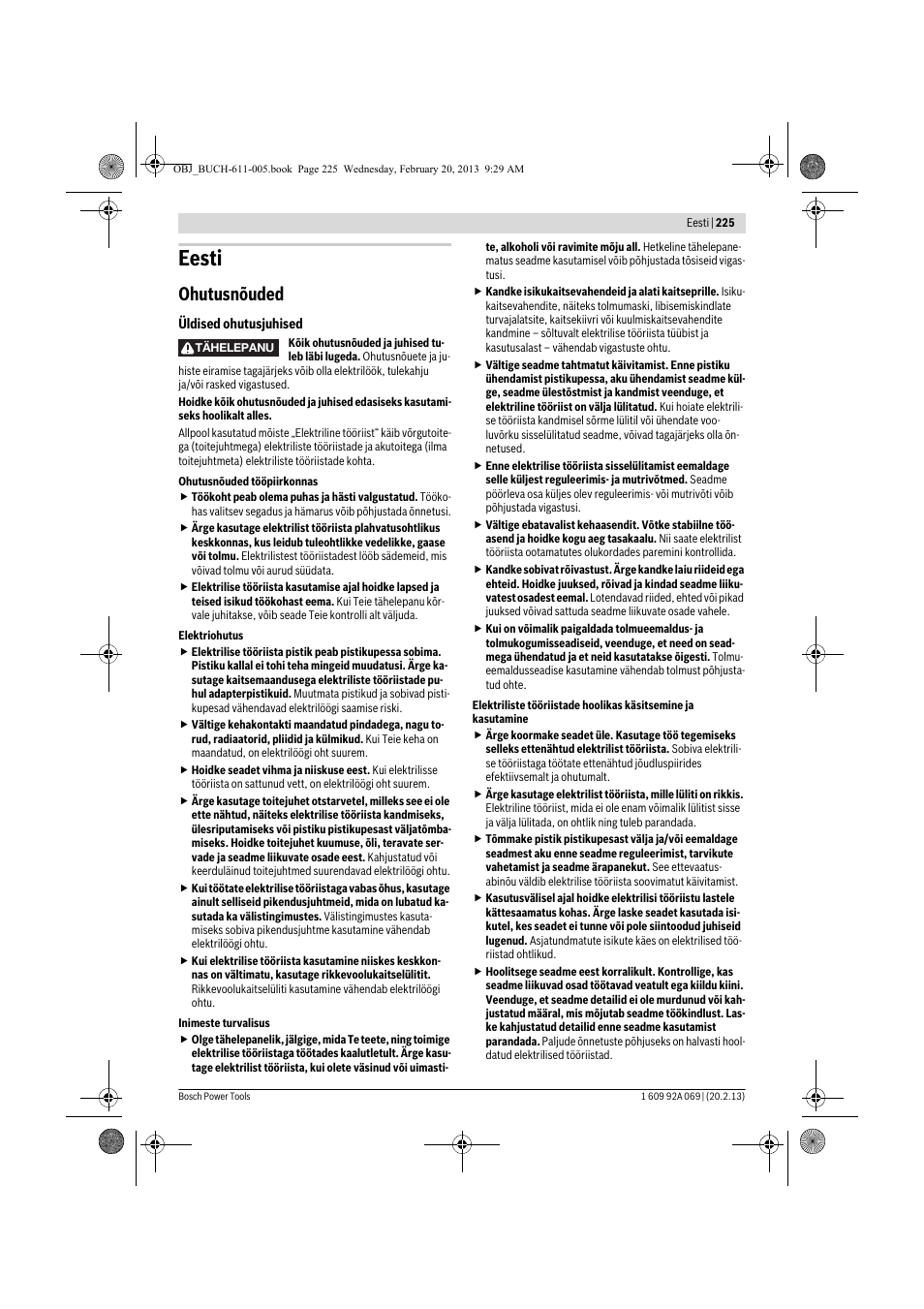 Eesti, Ohutusnõuded | Bosch GWS 14-125 Inox Professional User Manual | Page 224 / 270