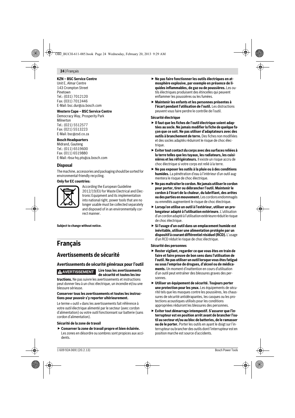 Français, Avertissements de sécurité | Bosch GWS 14-125 Inox Professional User Manual | Page 23 / 270