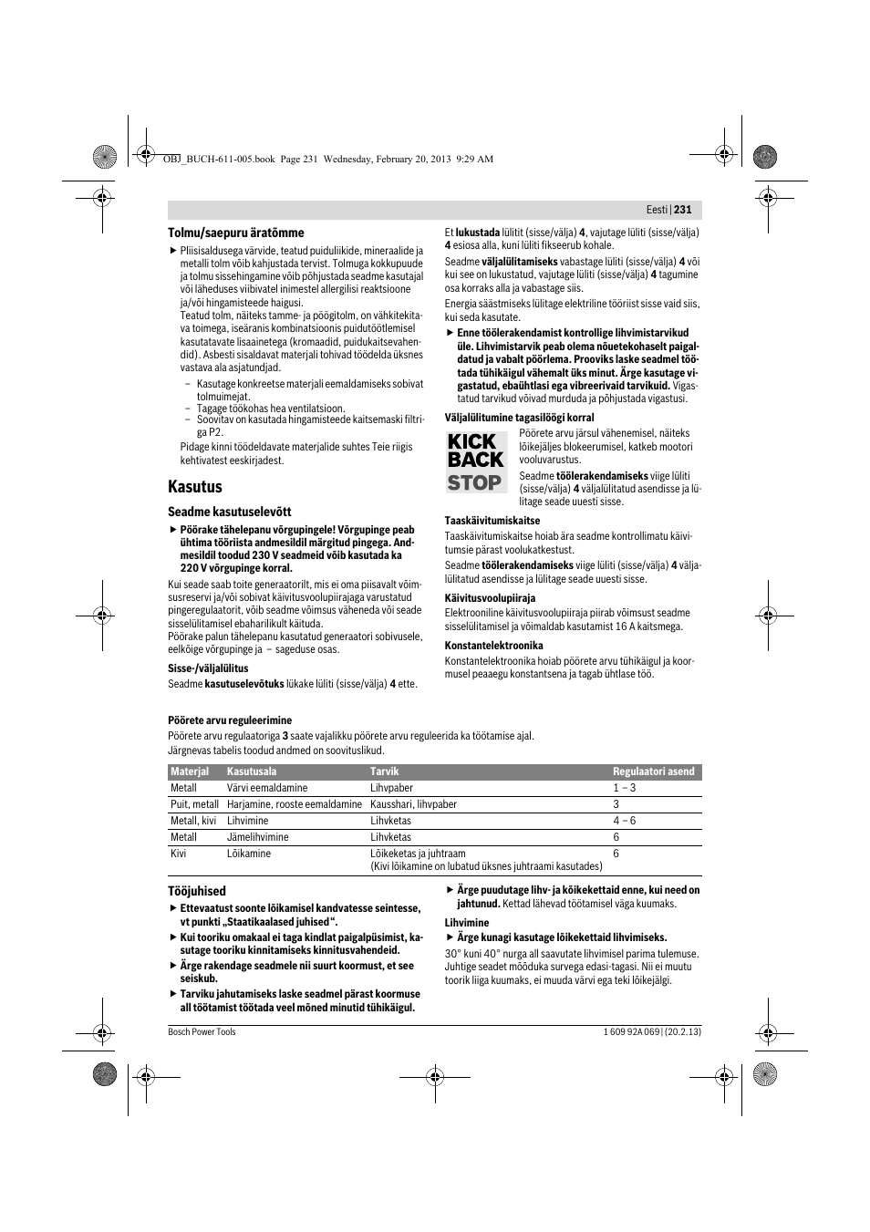 Kasutus | Bosch GWS 14-125 Inox Professional User Manual | Page 230 / 270