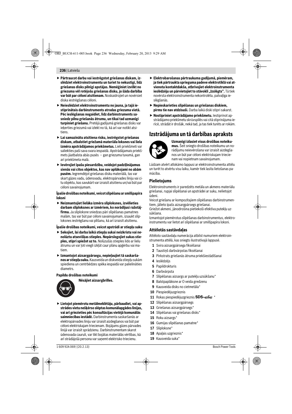 Izstrādājuma un tā darbības apraksts | Bosch GWS 14-125 Inox Professional User Manual | Page 235 / 270