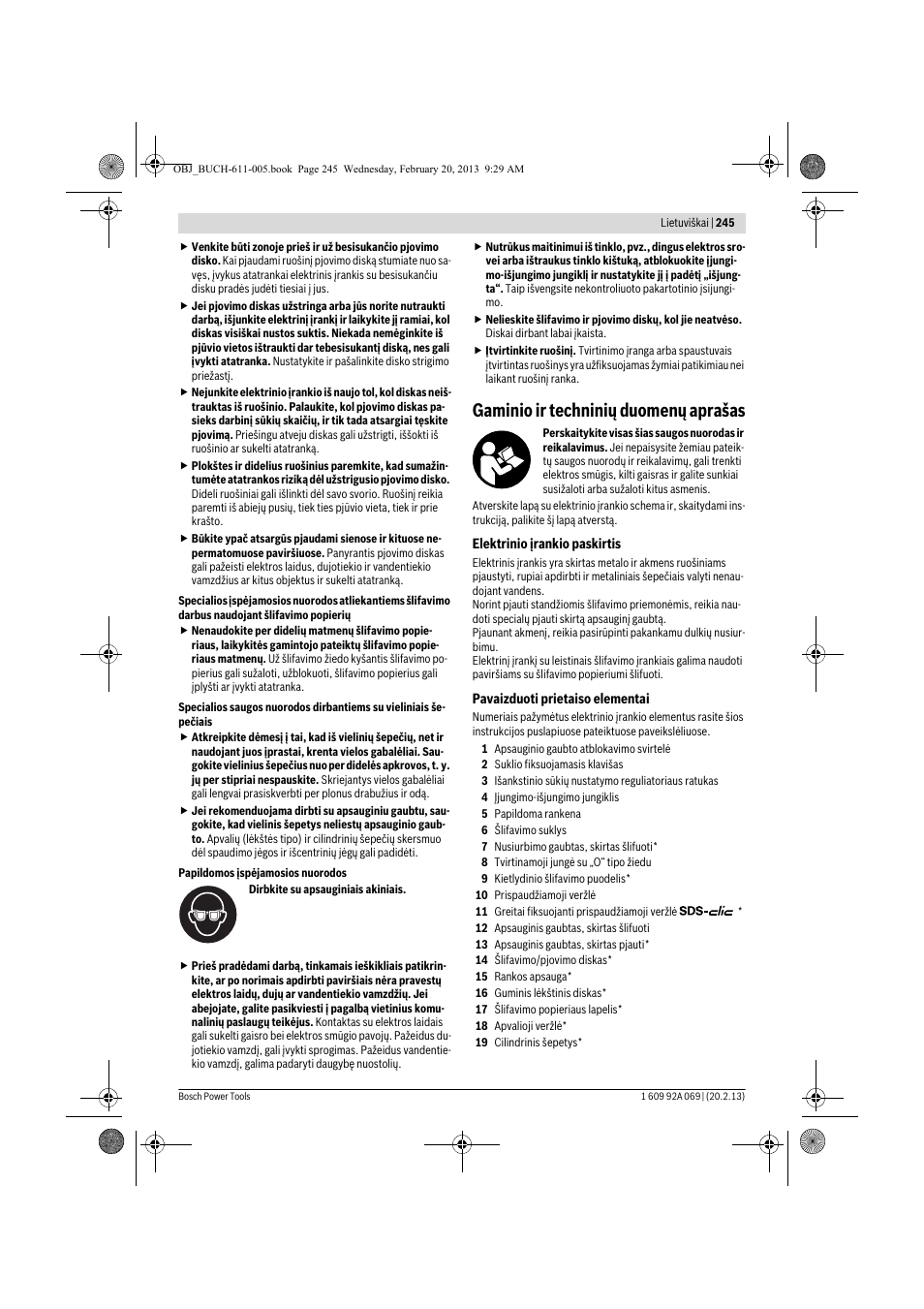 Gaminio ir techninių duomenų aprašas | Bosch GWS 14-125 Inox Professional User Manual | Page 244 / 270