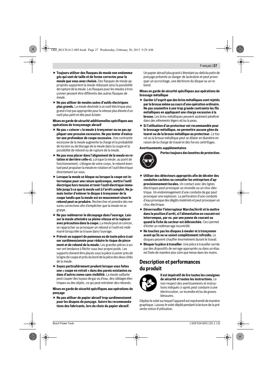 Description et performances du produit | Bosch GWS 14-125 Inox Professional User Manual | Page 26 / 270