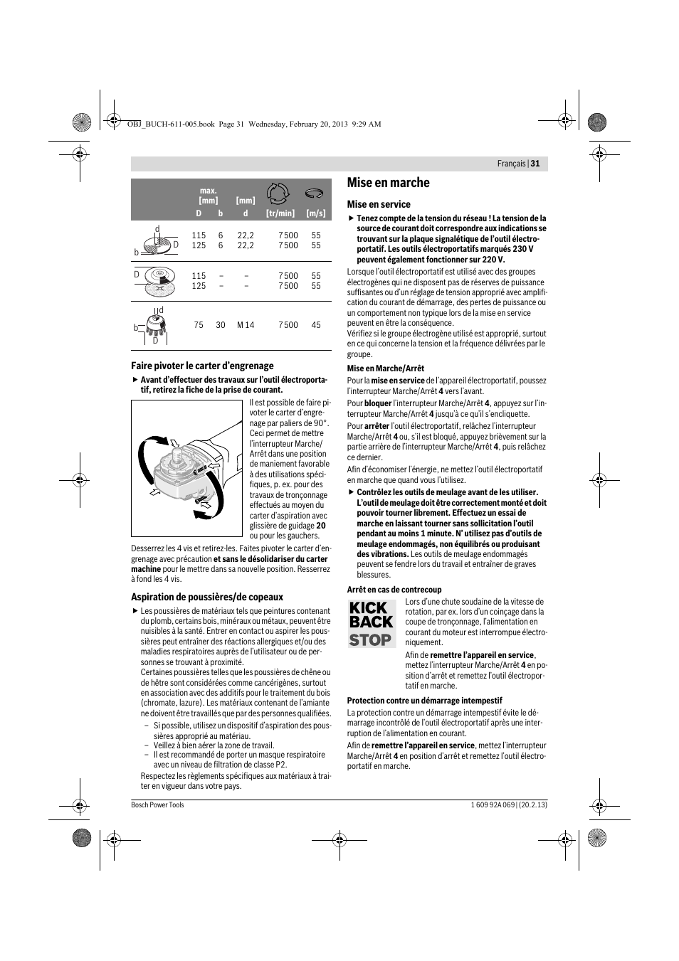 Mise en marche | Bosch GWS 14-125 Inox Professional User Manual | Page 30 / 270