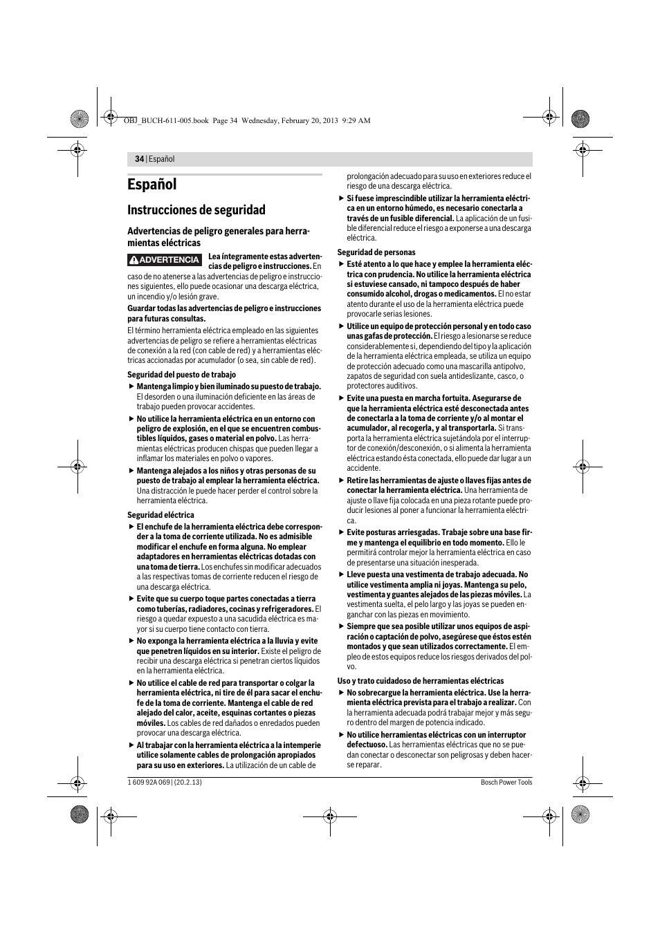 Español, Instrucciones de seguridad | Bosch GWS 14-125 Inox Professional User Manual | Page 33 / 270