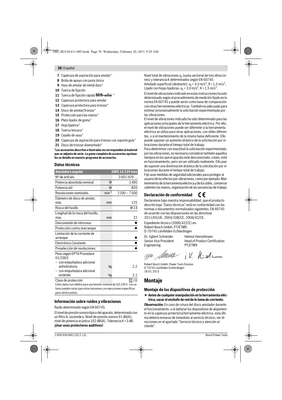 Montaje | Bosch GWS 14-125 Inox Professional User Manual | Page 37 / 270