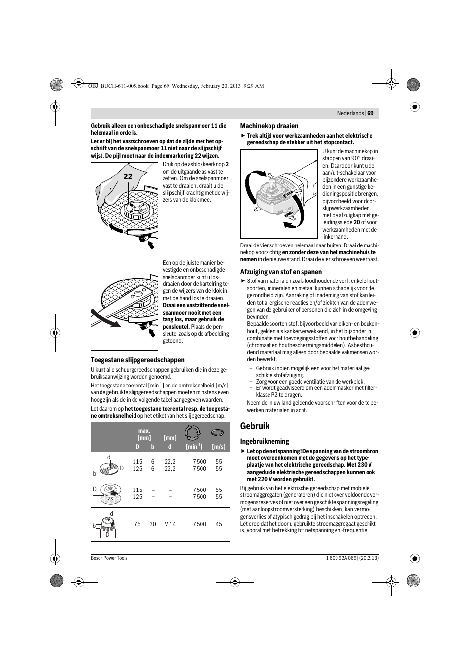 Gebruik | Bosch GWS 14-125 Inox Professional User Manual | Page 68 / 270