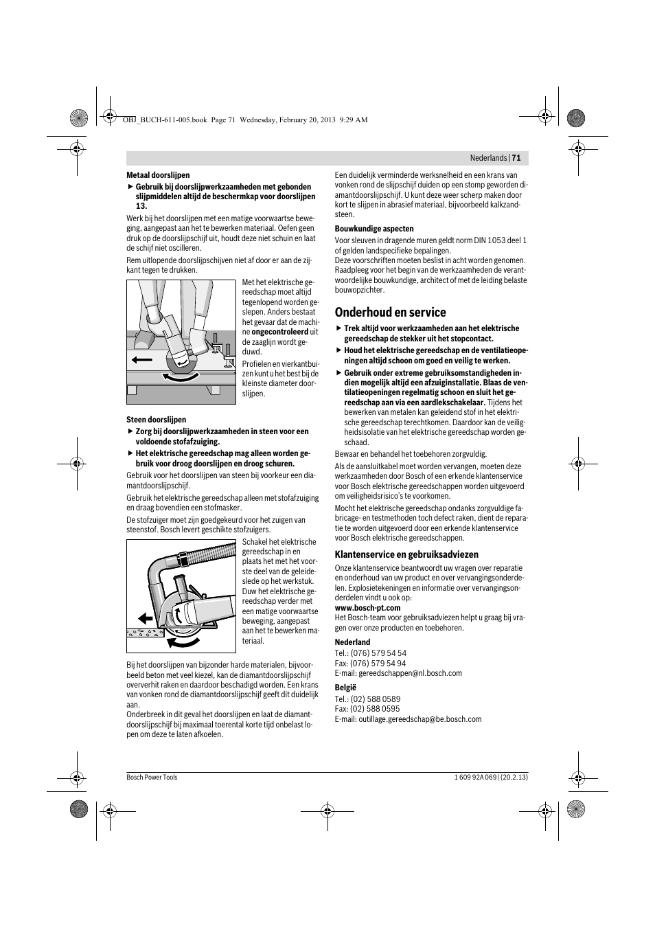 Onderhoud en service | Bosch GWS 14-125 Inox Professional User Manual | Page 70 / 270