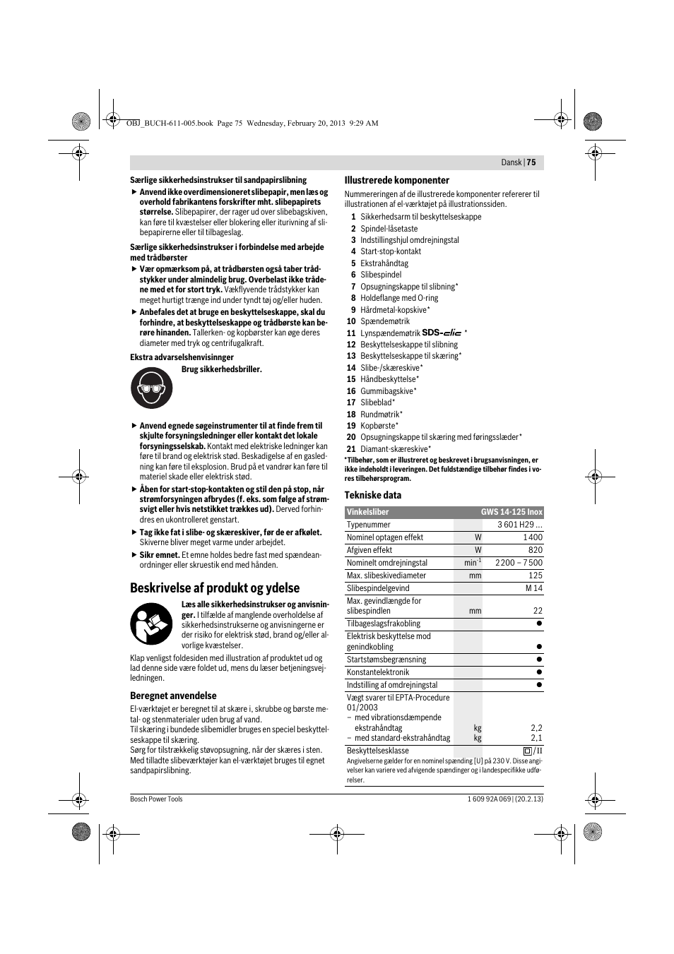 Beskrivelse af produkt og ydelse | Bosch GWS 14-125 Inox Professional User Manual | Page 74 / 270