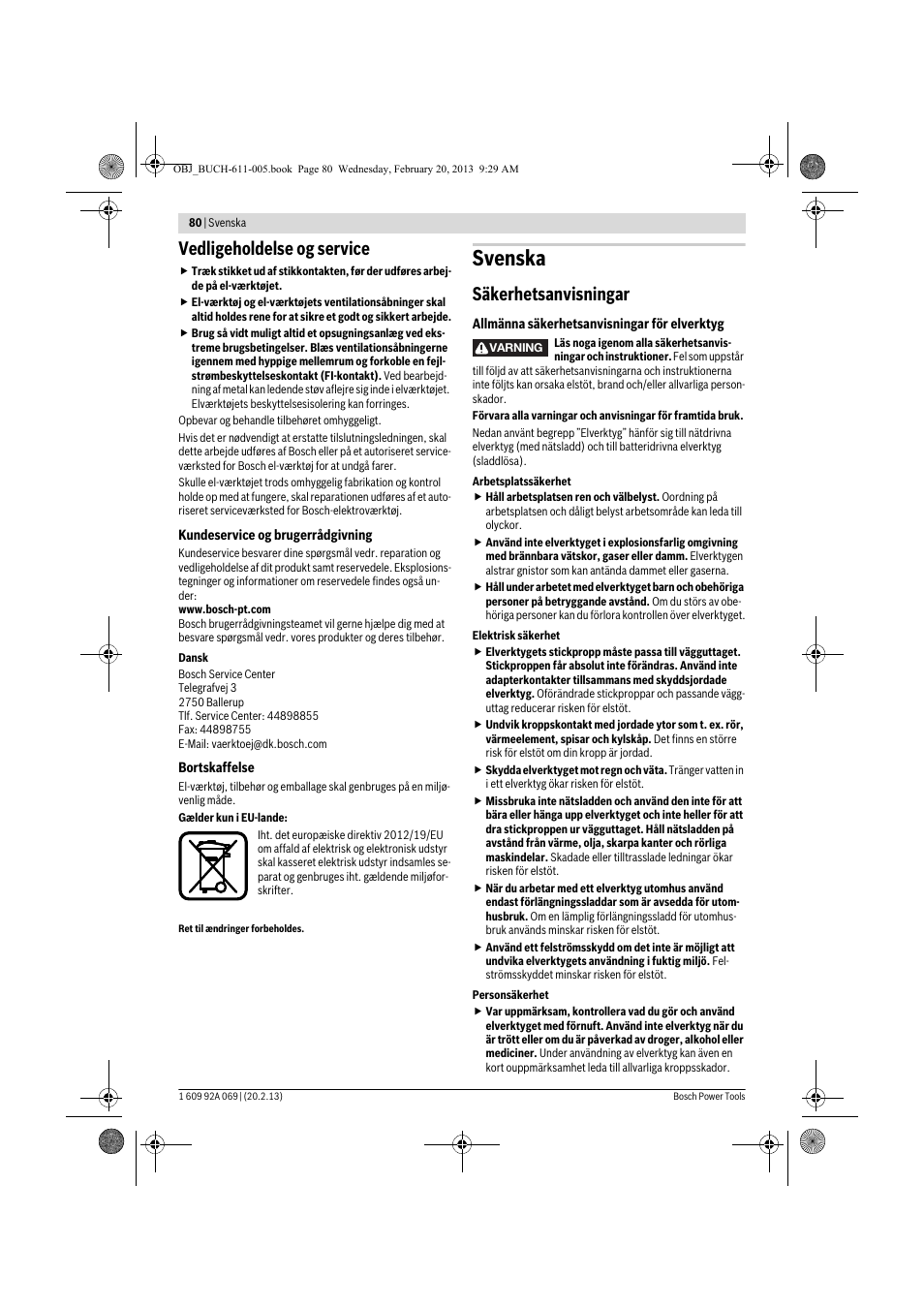 Svenska, Vedligeholdelse og service, Säkerhetsanvisningar | Bosch GWS 14-125 Inox Professional User Manual | Page 79 / 270