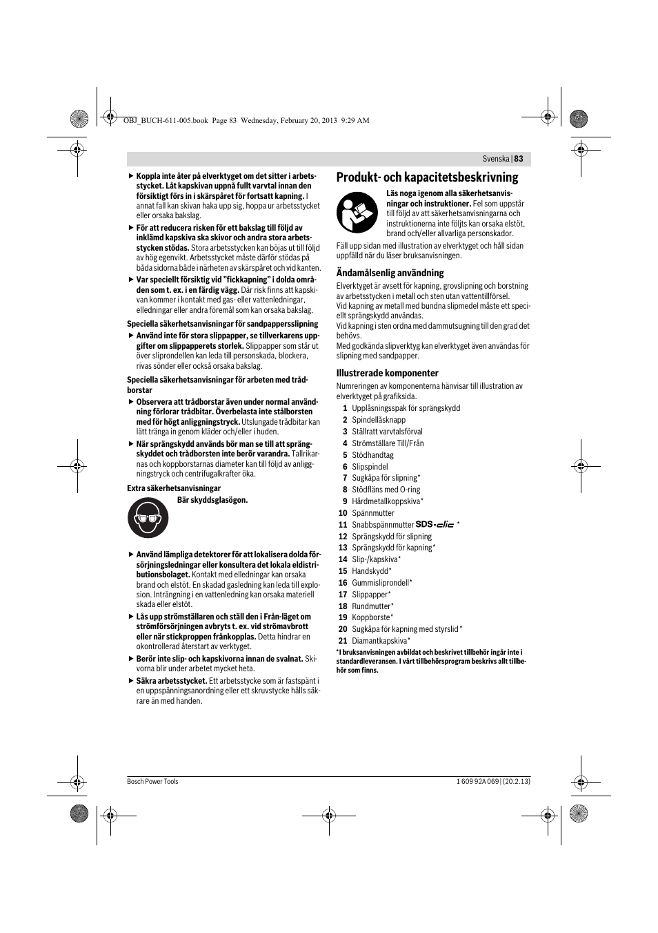 Produkt- och kapacitetsbeskrivning | Bosch GWS 14-125 Inox Professional User Manual | Page 82 / 270