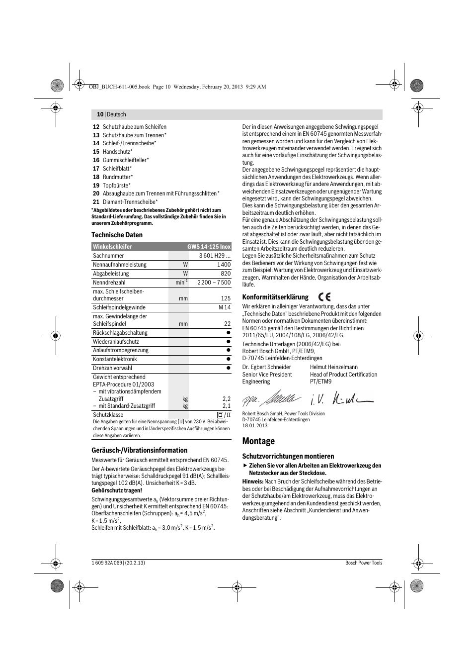 Montage | Bosch GWS 14-125 Inox Professional User Manual | Page 9 / 270