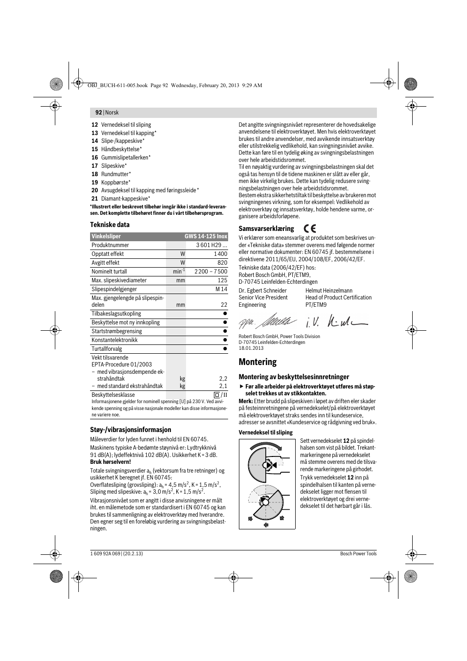 Montering | Bosch GWS 14-125 Inox Professional User Manual | Page 91 / 270