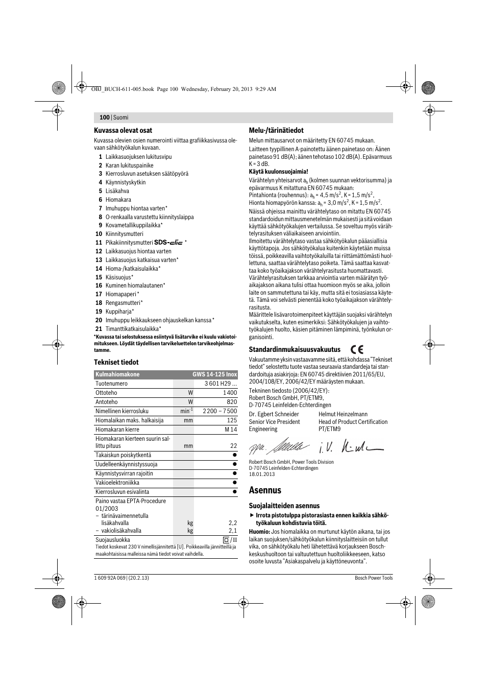 Asennus | Bosch GWS 14-125 Inox Professional User Manual | Page 99 / 270
