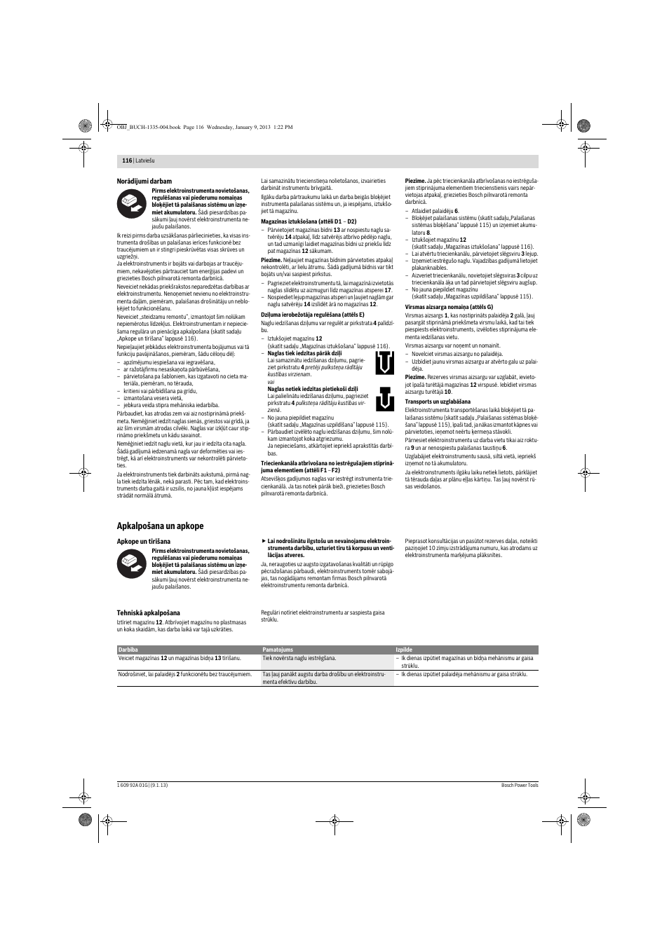 Apkalpošana un apkope | Bosch GSK 18 V-LI Professional User Manual | Page 116 / 130