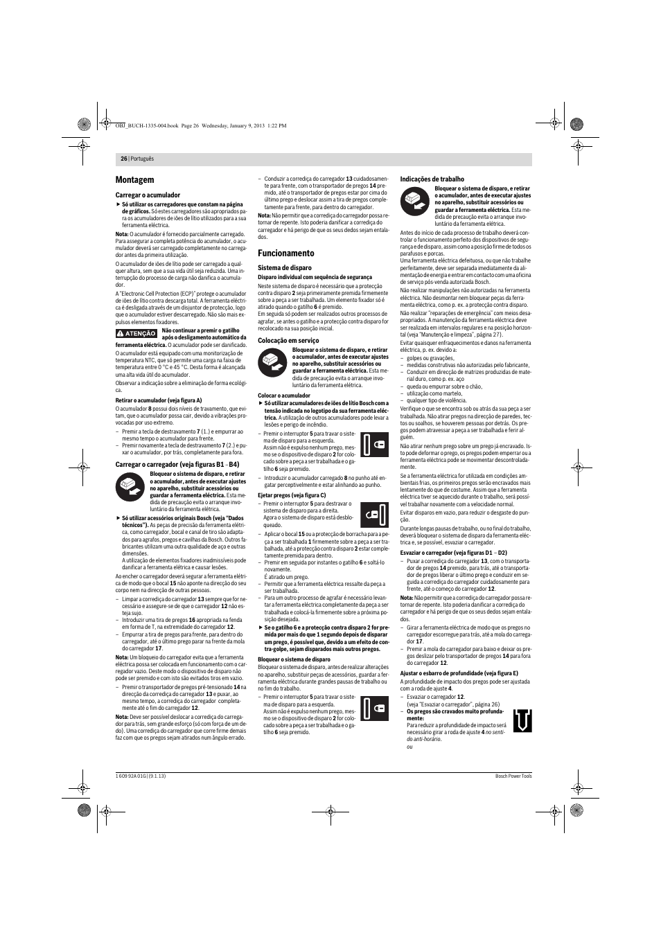 Montagem, Funcionamento | Bosch GSK 18 V-LI Professional User Manual | Page 26 / 130