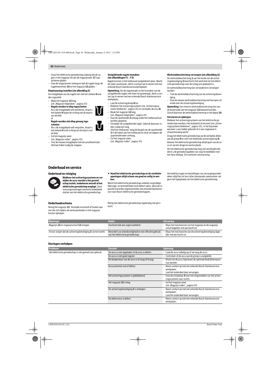Onderhoud en service | Bosch GSK 18 V-LI Professional User Manual | Page 36 / 130