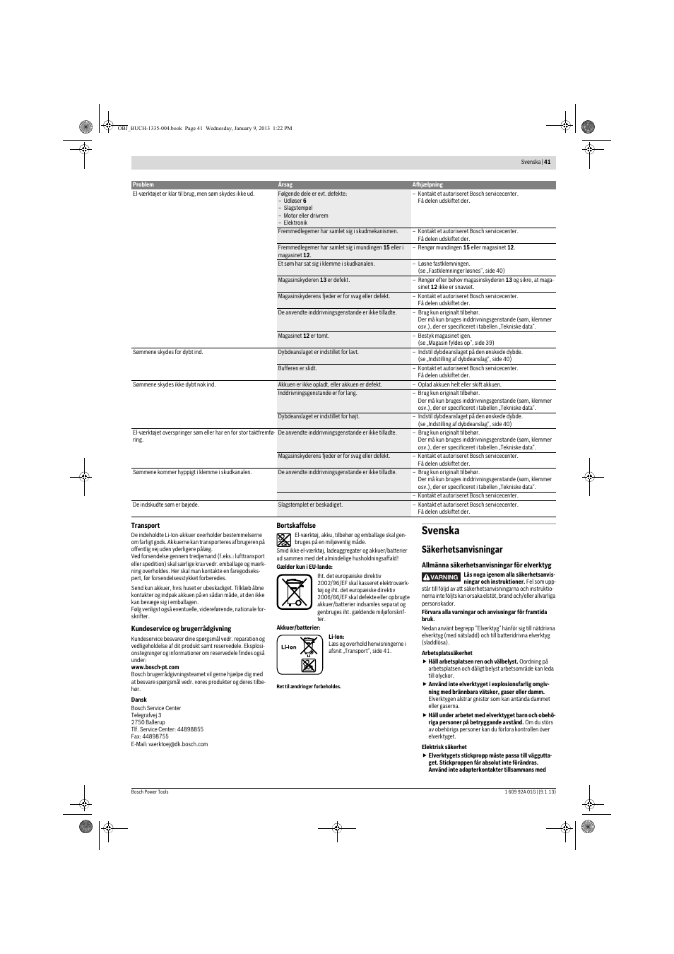 Svenska, Säkerhetsanvisningar | Bosch GSK 18 V-LI Professional User Manual | Page 41 / 130