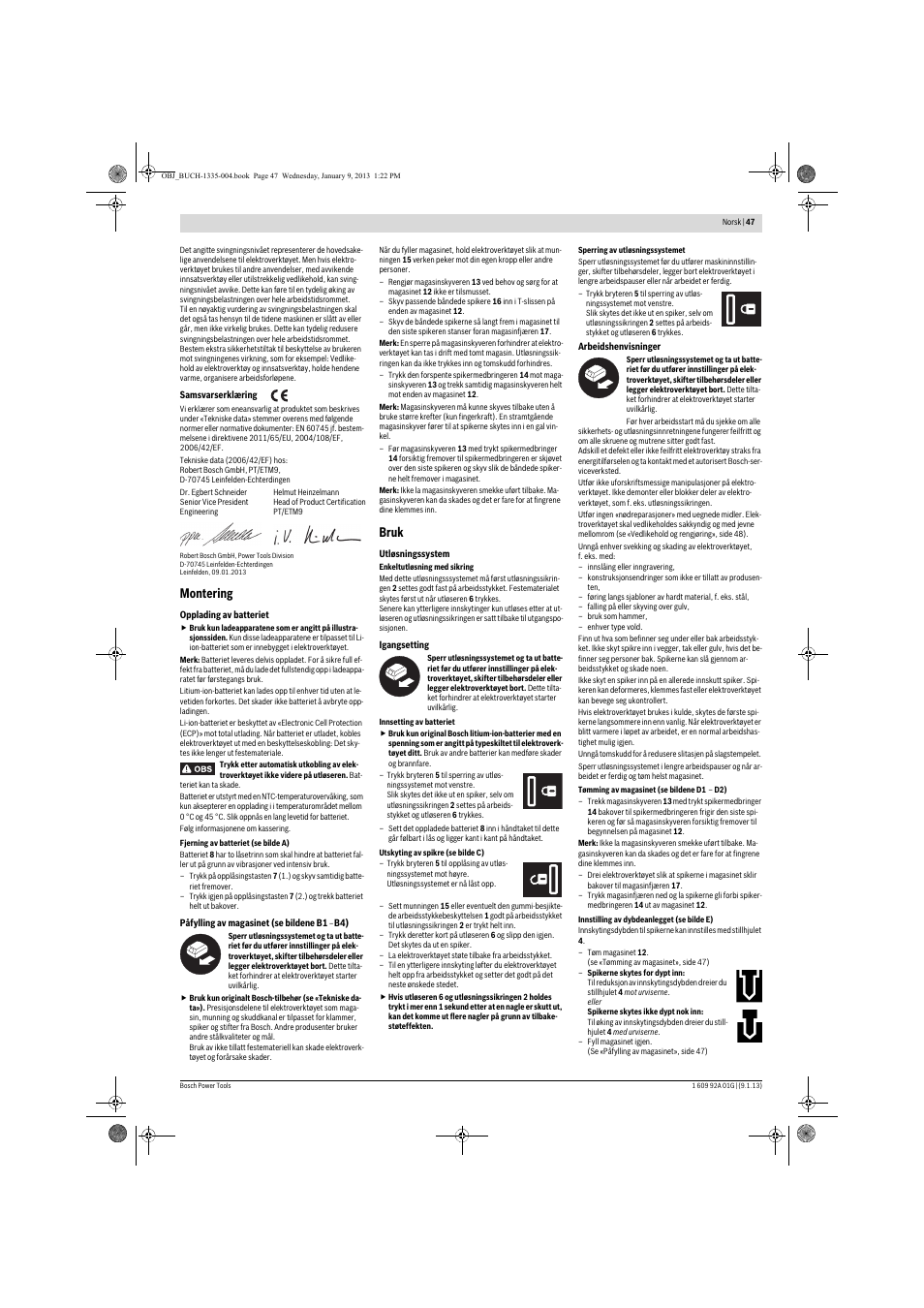 Montering, Bruk | Bosch GSK 18 V-LI Professional User Manual | Page 47 / 130