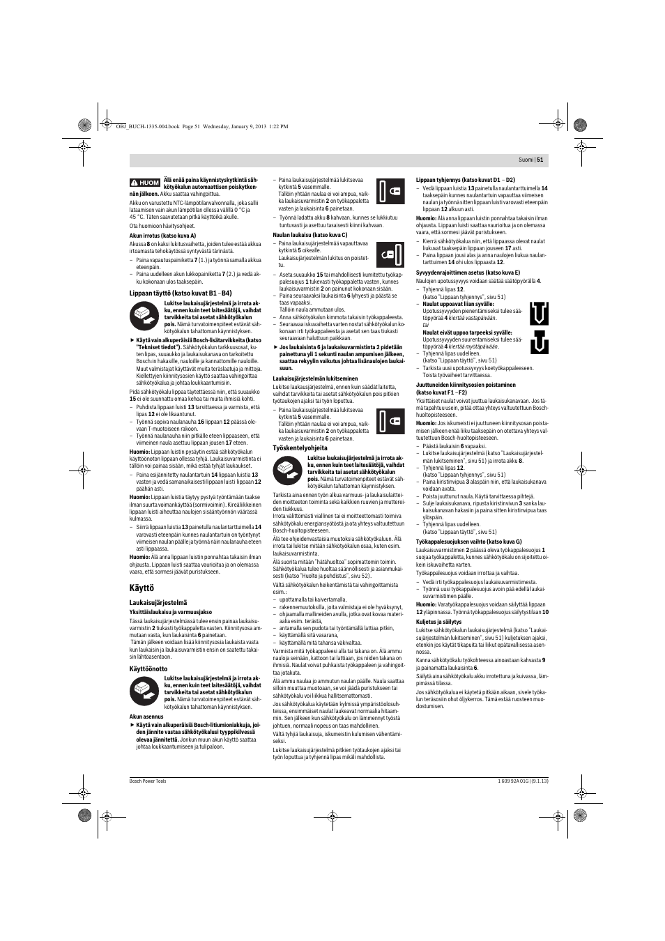 Käyttö | Bosch GSK 18 V-LI Professional User Manual | Page 51 / 130