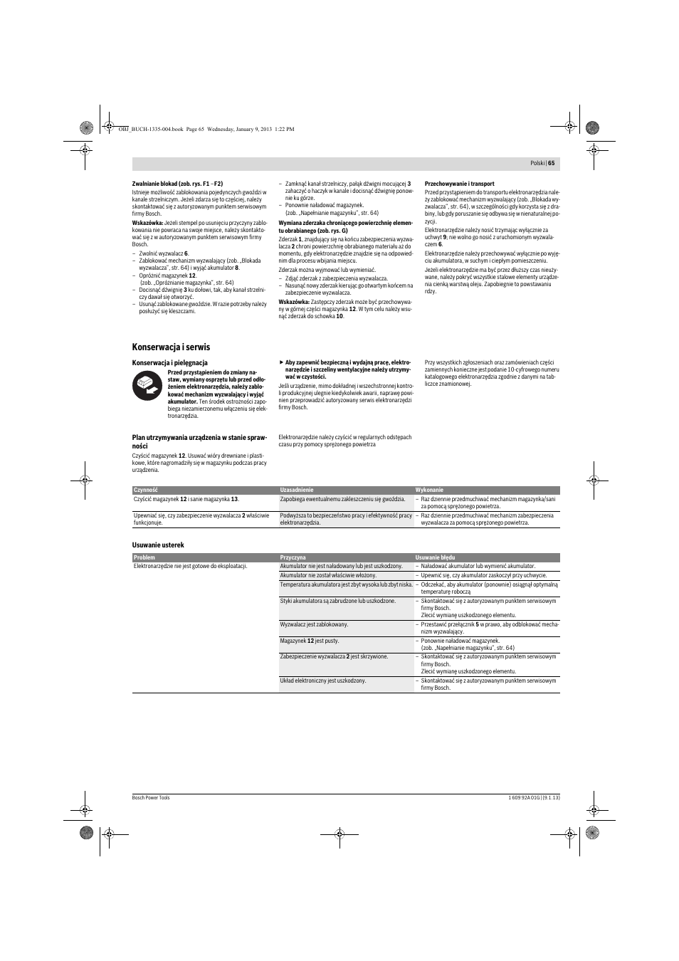 Konserwacja i serwis | Bosch GSK 18 V-LI Professional User Manual | Page 65 / 130
