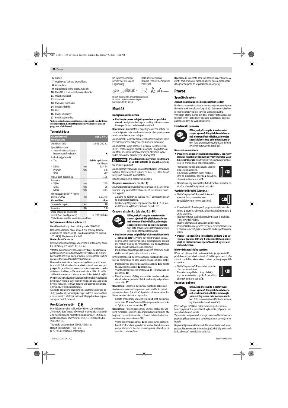 Montáž, Provoz | Bosch GSK 18 V-LI Professional User Manual | Page 68 / 130