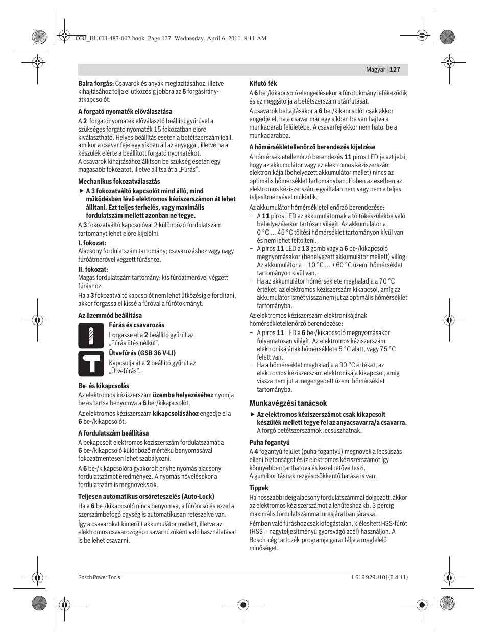 Bosch GSR 36 V-LI Professional User Manual | Page 127 / 217