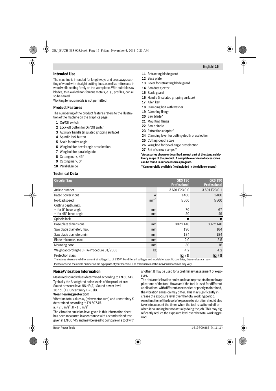 Bosch GKS 190 Professional User Manual | Page 15 / 193