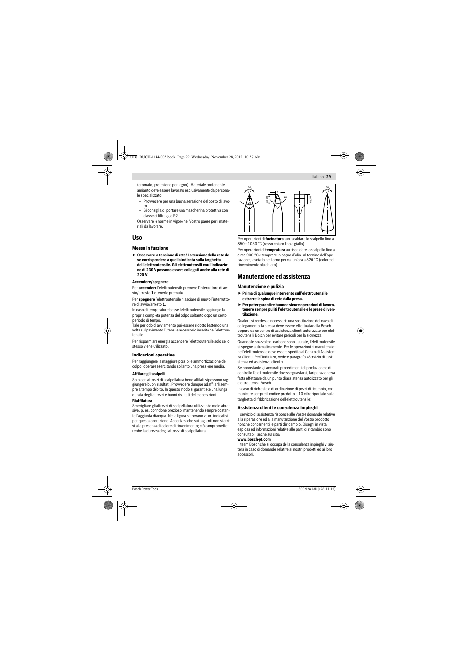 Manutenzione ed assistenza | Bosch GSH 27 VC Professional User Manual | Page 29 / 119