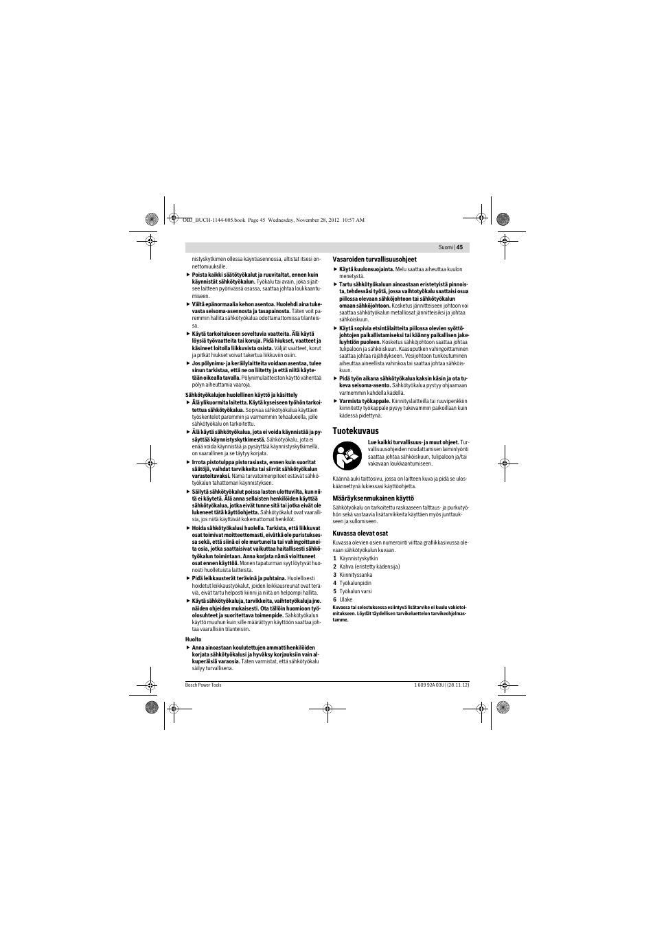 Tuotekuvaus | Bosch GSH 27 VC Professional User Manual | Page 45 / 119