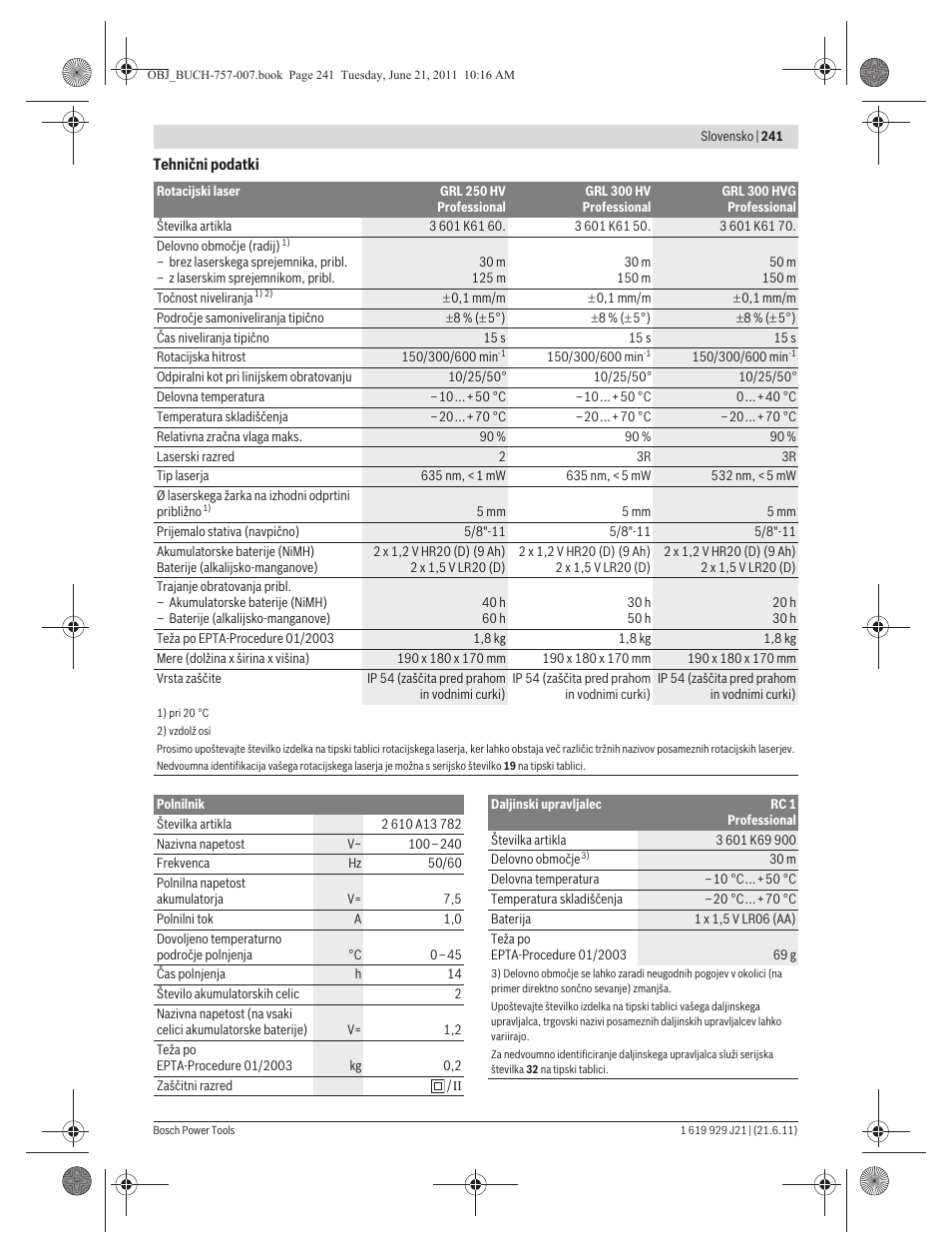 Bosch GRL 300 HV Professional User Manual | Page 241 / 309