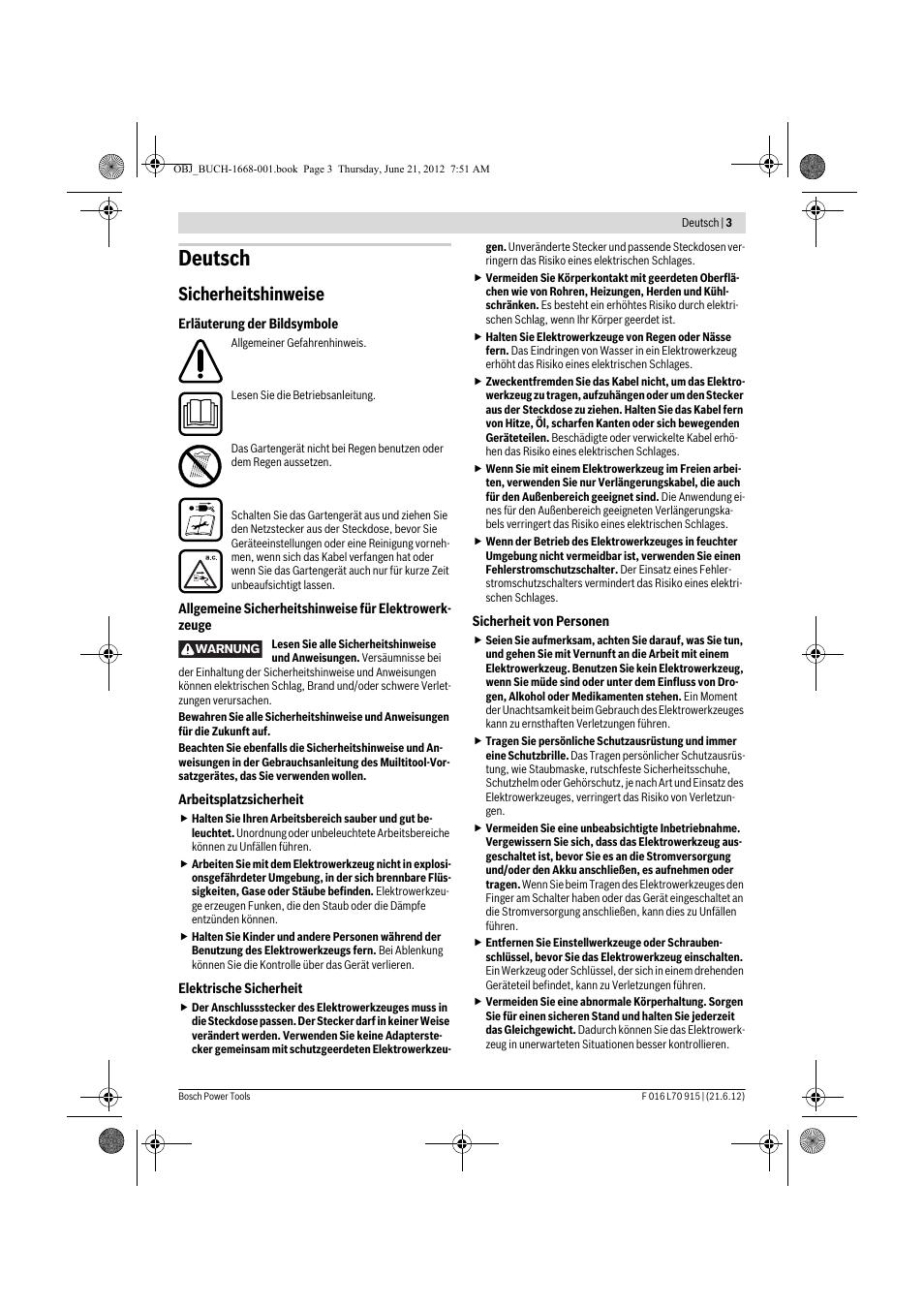 Deutsch, Sicherheitshinweise | Bosch AMW 10 User Manual | Page 3 / 124