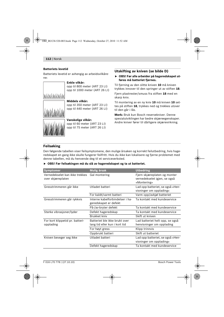 Bosch ART 23 LI User Manual | Page 112 / 297