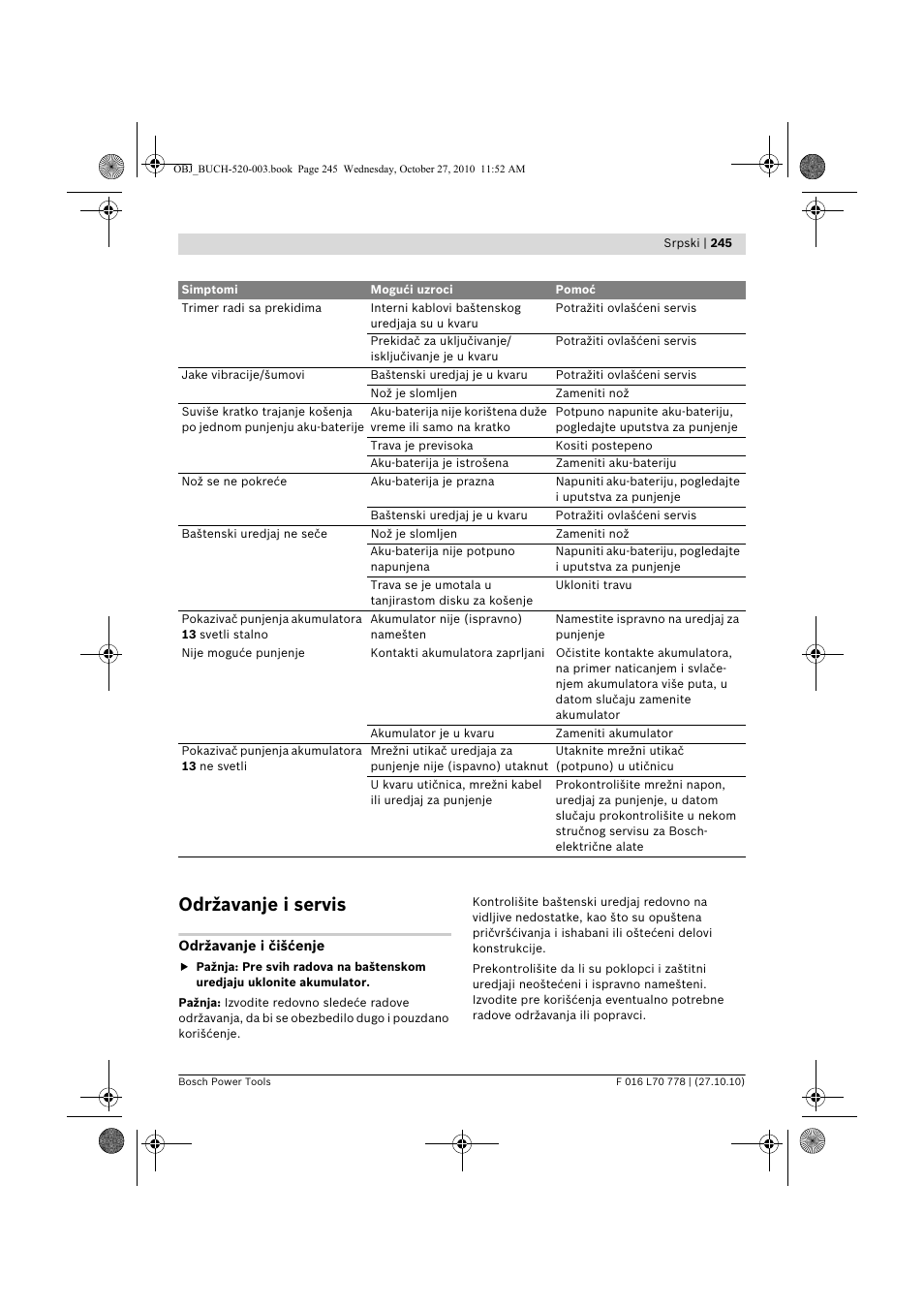 Održavanje i servis | Bosch ART 23 LI User Manual | Page 245 / 297