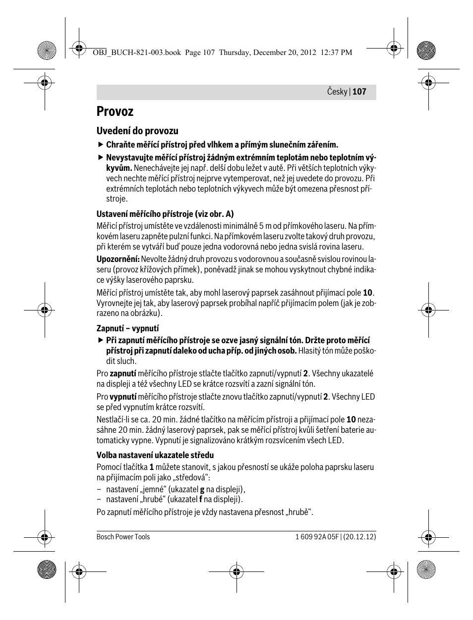 Provoz | Bosch LR 2 Professional User Manual | Page 107 / 239