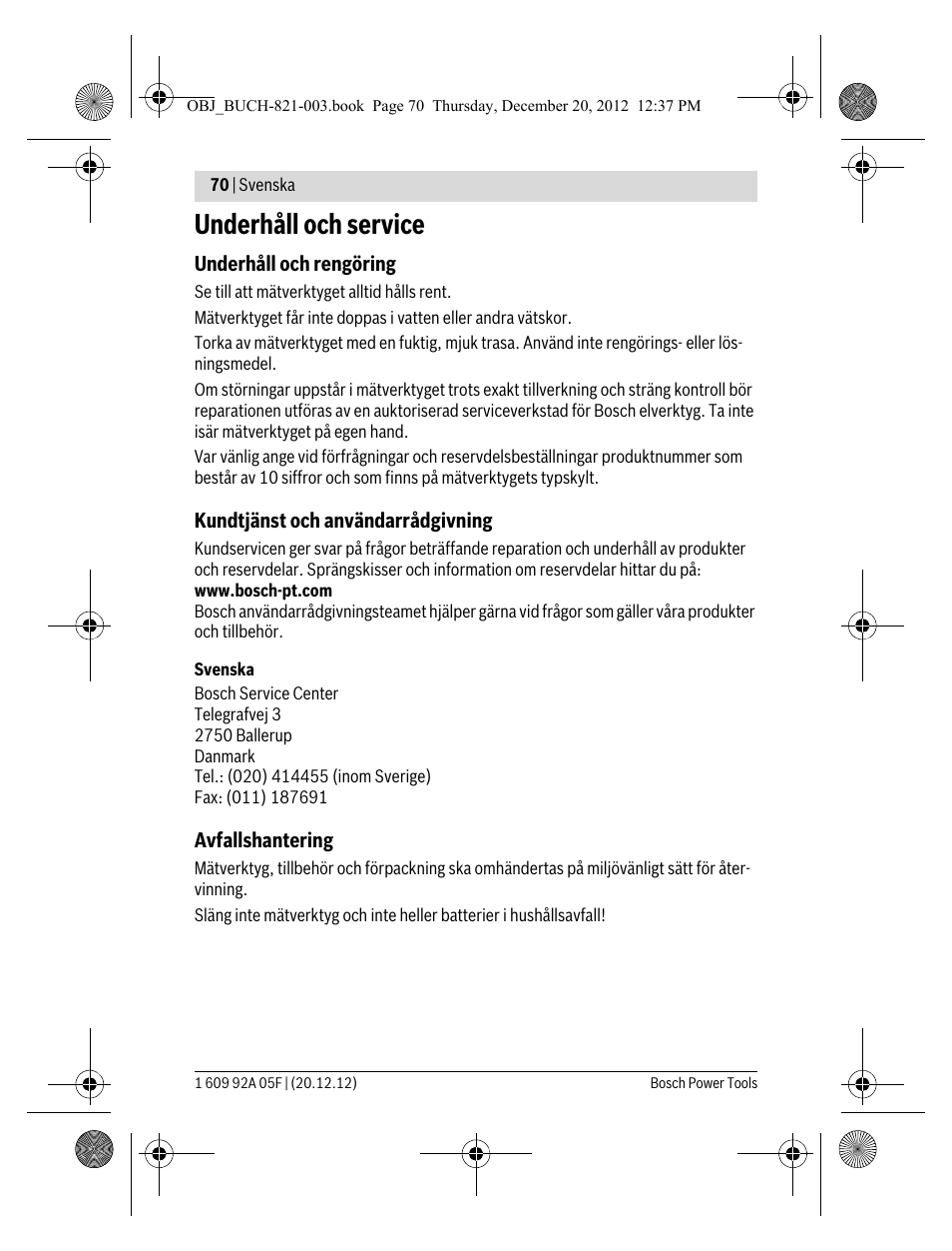 Underhåll och service | Bosch LR 2 Professional User Manual | Page 70 / 239