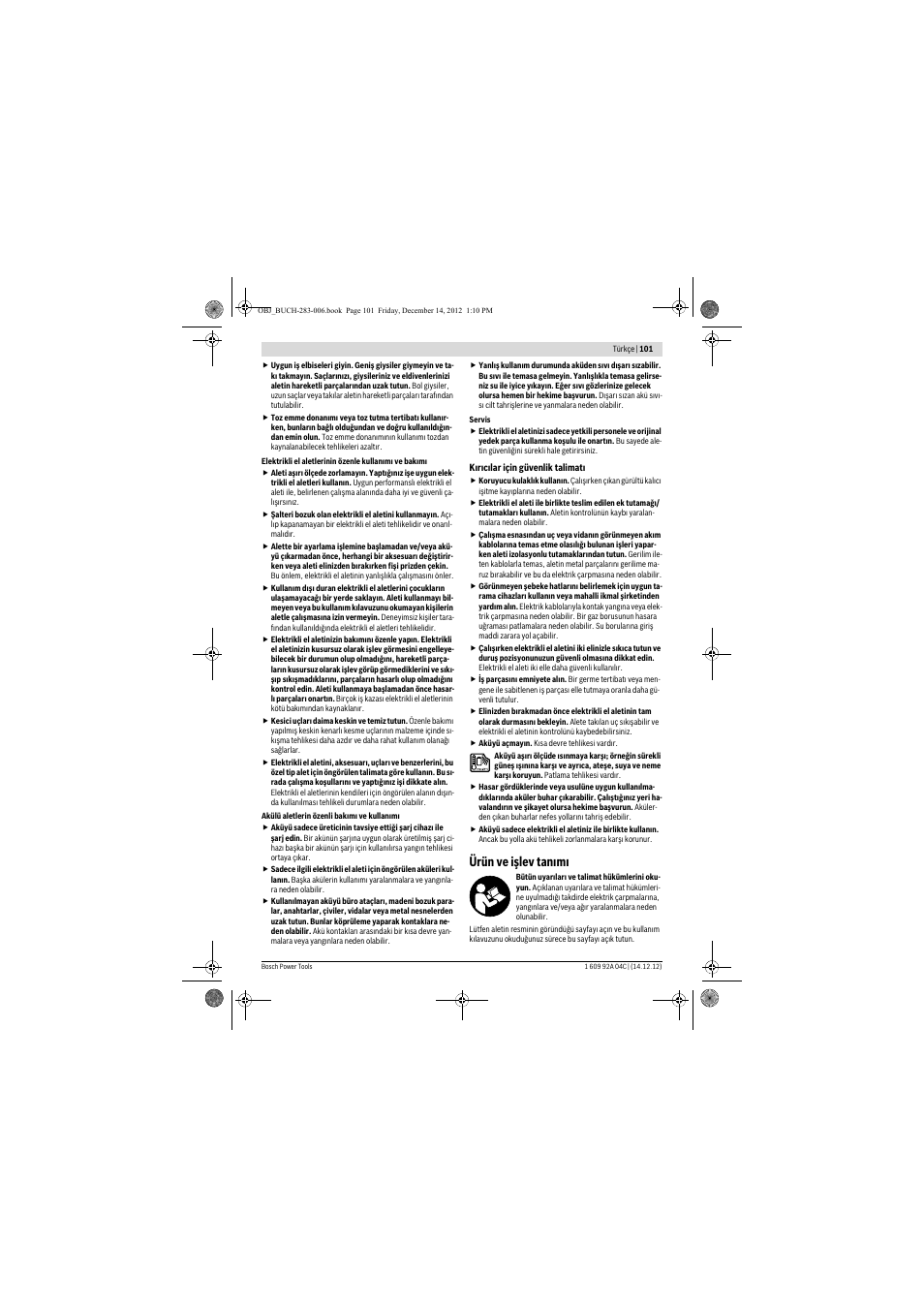 Ürün ve işlev tanımı | Bosch GBH 36 V-LI Professional User Manual | Page 101 / 238