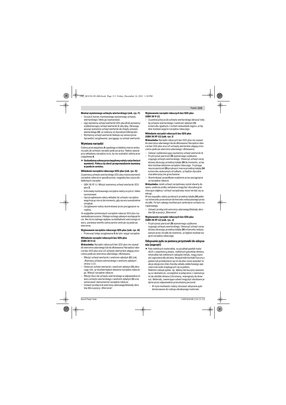 Bosch GBH 36 V-LI Professional User Manual | Page 113 / 238
