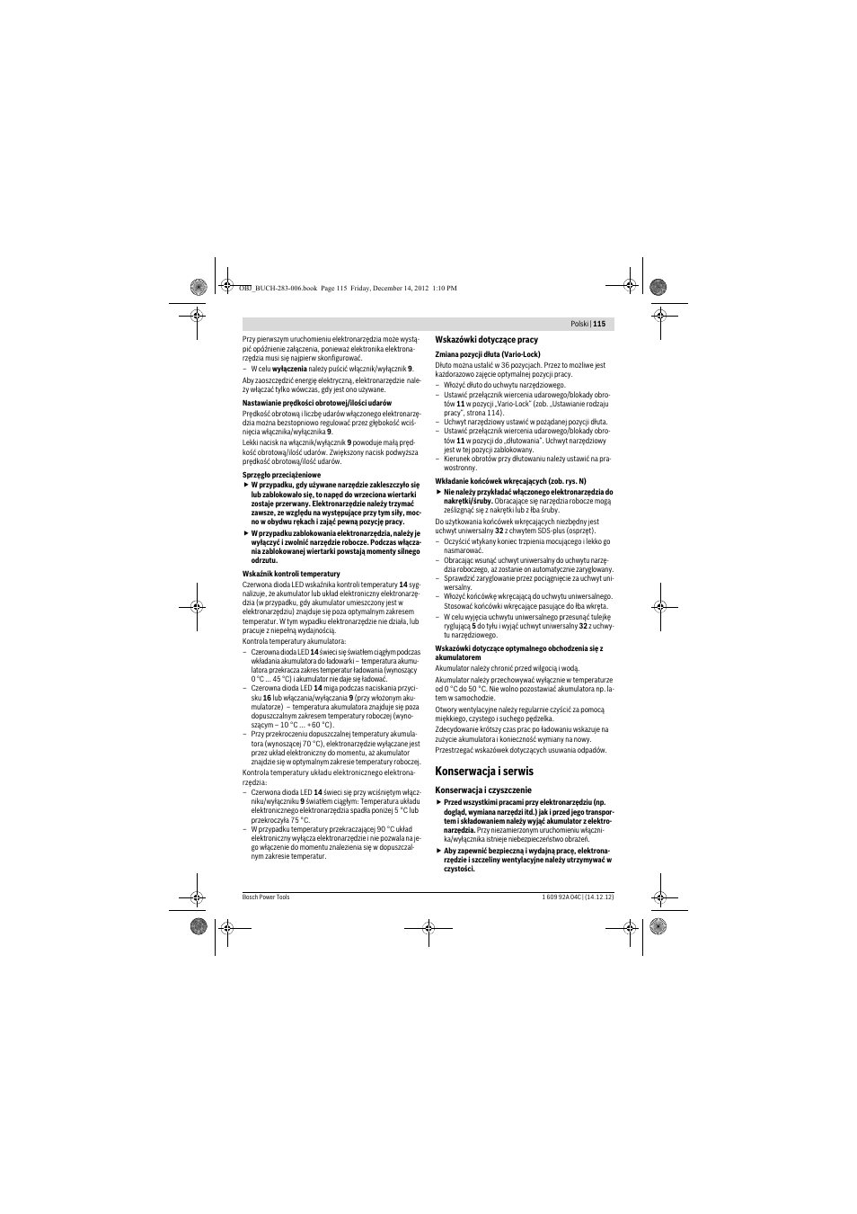Konserwacja i serwis | Bosch GBH 36 V-LI Professional User Manual | Page 115 / 238