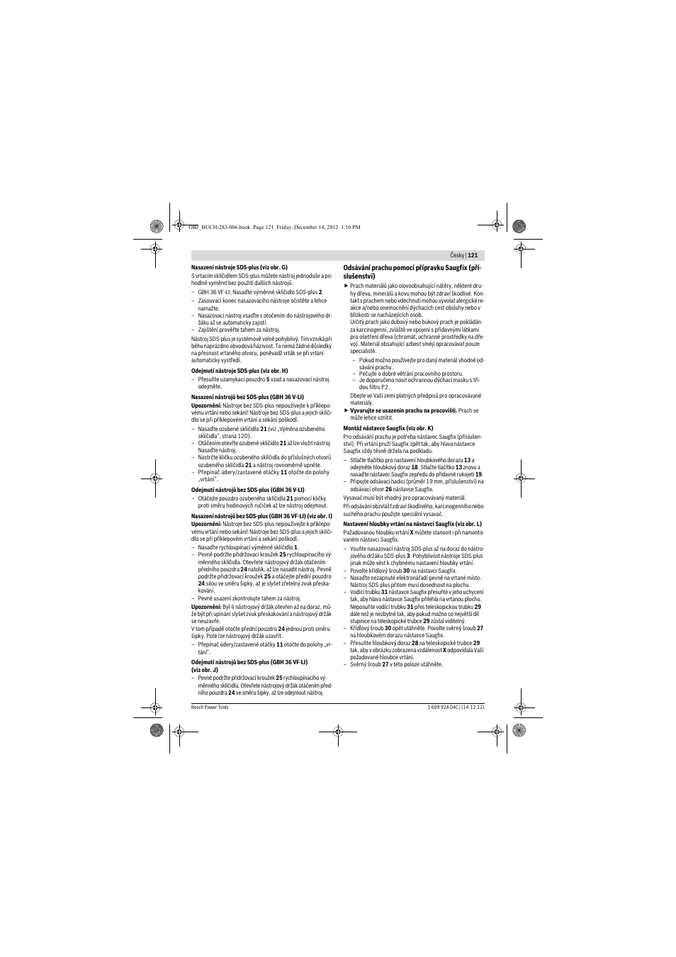 Bosch GBH 36 V-LI Professional User Manual | Page 121 / 238
