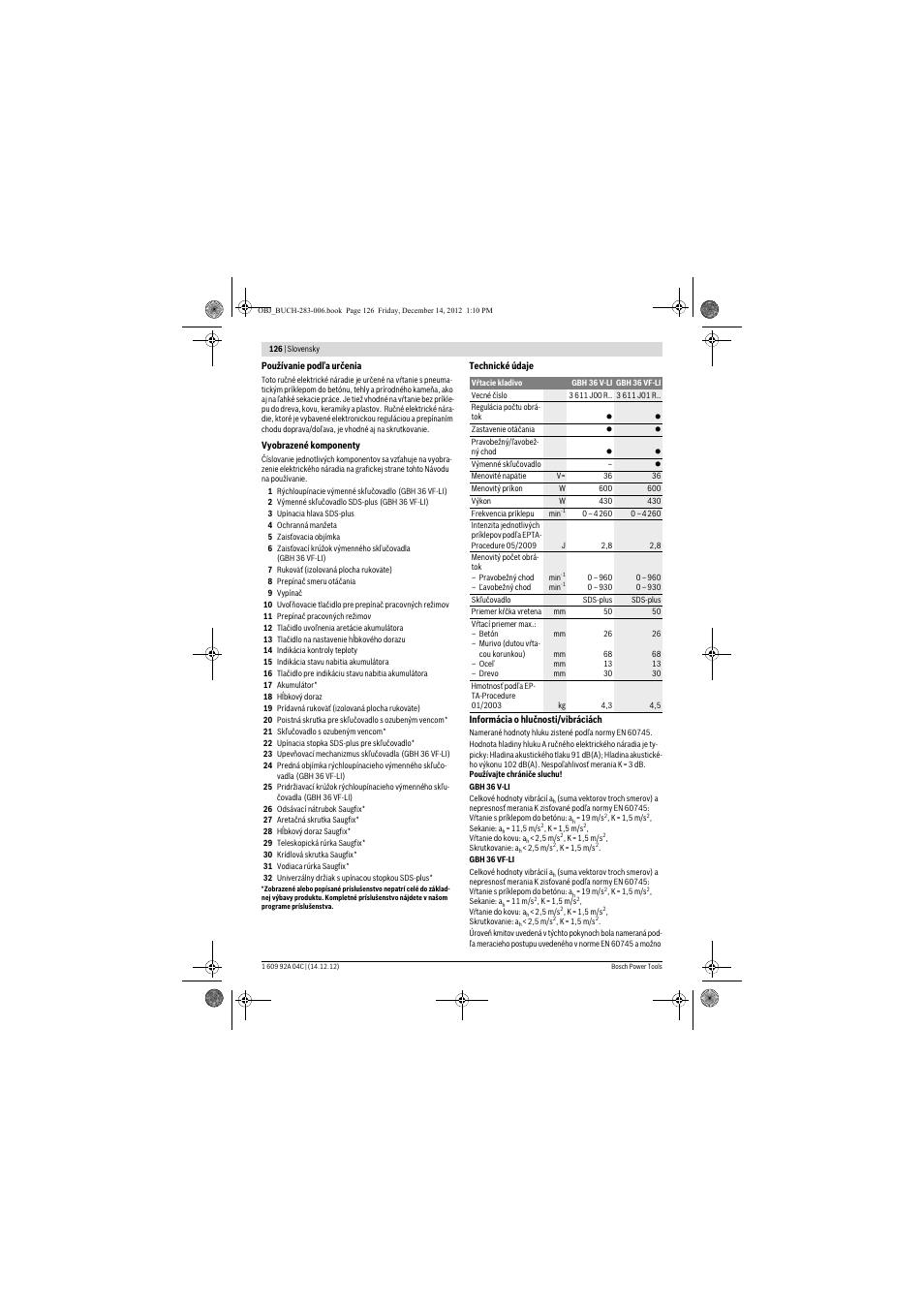 Bosch GBH 36 V-LI Professional User Manual | Page 126 / 238