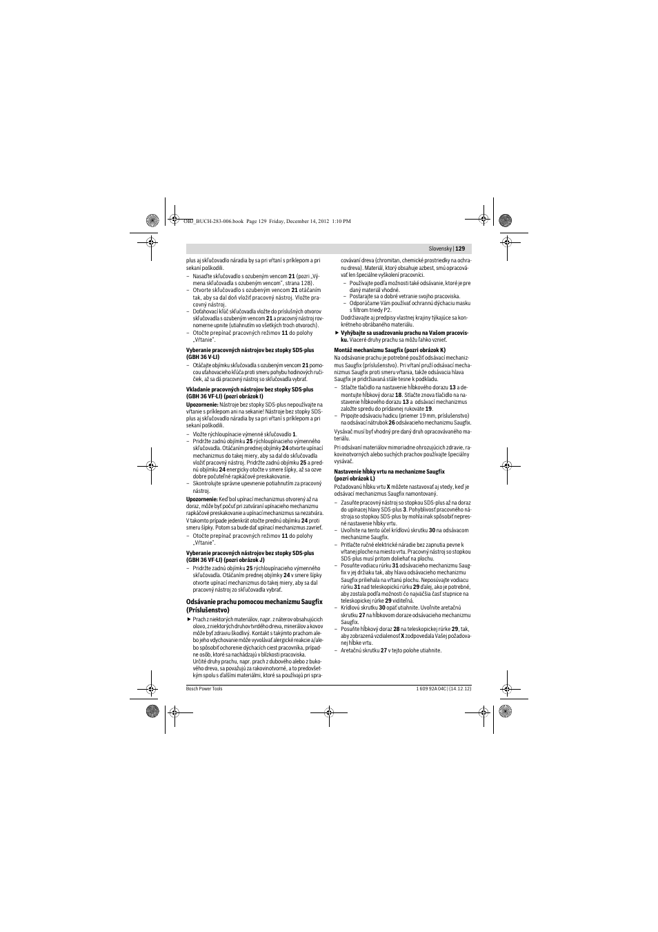 Bosch GBH 36 V-LI Professional User Manual | Page 129 / 238