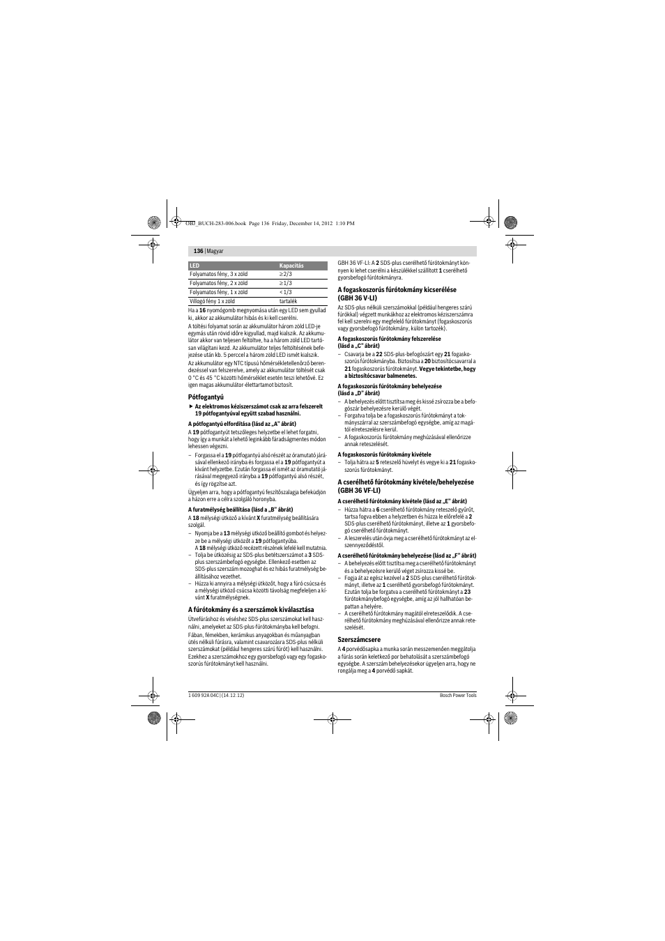 Bosch GBH 36 V-LI Professional User Manual | Page 136 / 238