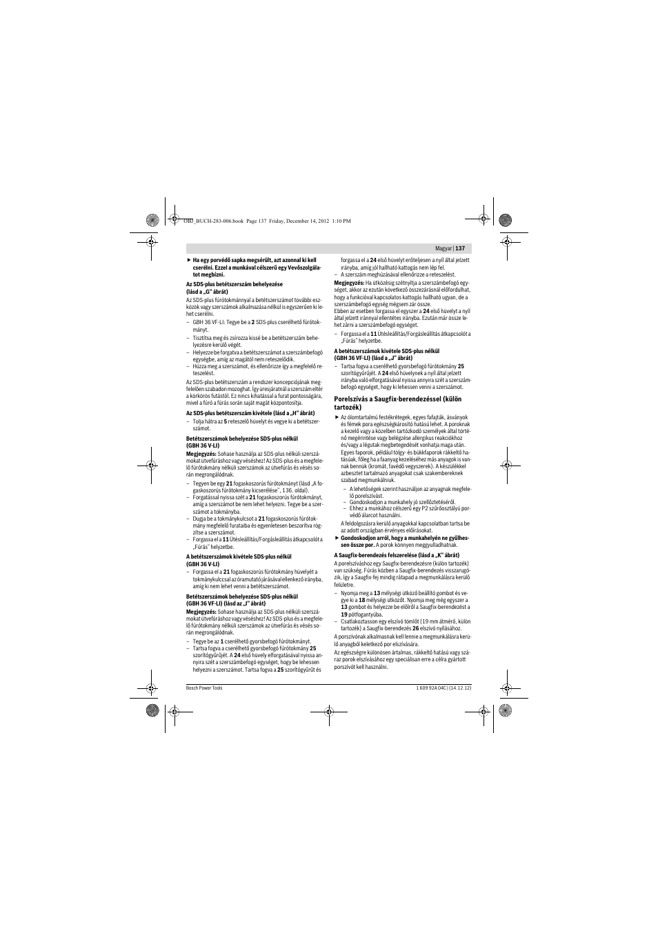 Bosch GBH 36 V-LI Professional User Manual | Page 137 / 238