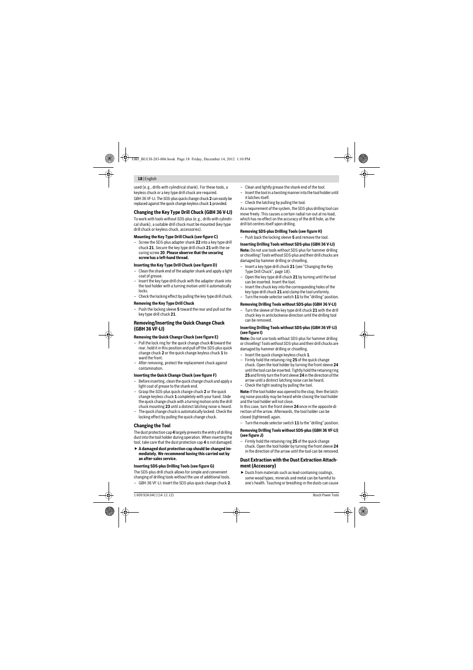 Bosch GBH 36 V-LI Professional User Manual | Page 18 / 238