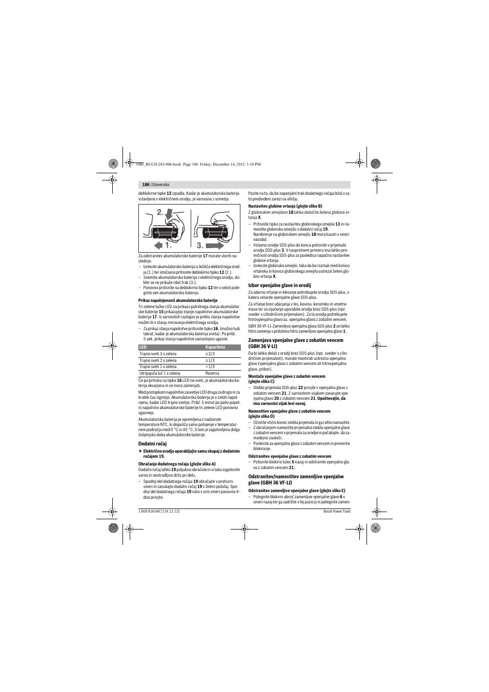Bosch GBH 36 V-LI Professional User Manual | Page 186 / 238