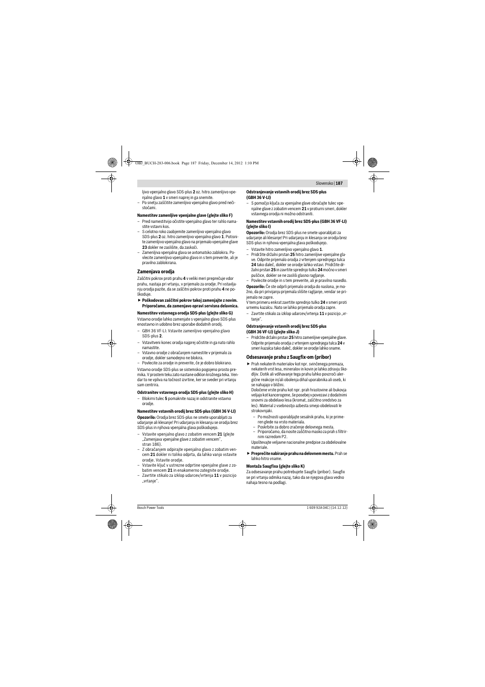 Bosch GBH 36 V-LI Professional User Manual | Page 187 / 238