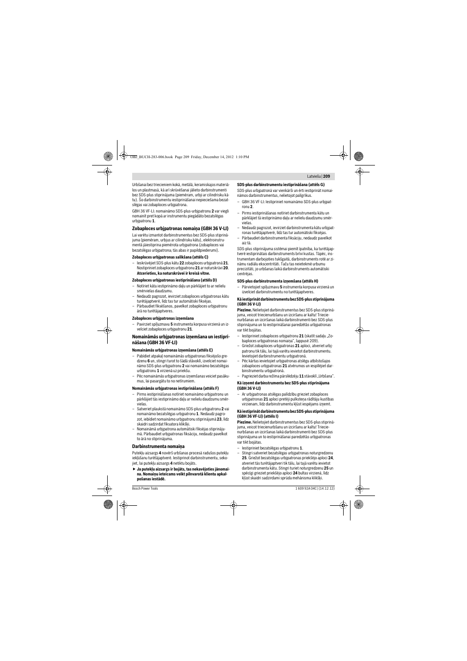 Bosch GBH 36 V-LI Professional User Manual | Page 209 / 238